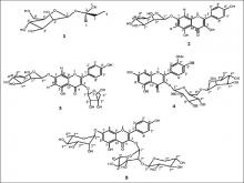  Structure of five compounds isolated from the flowers of Lotus lanuginosus Vent